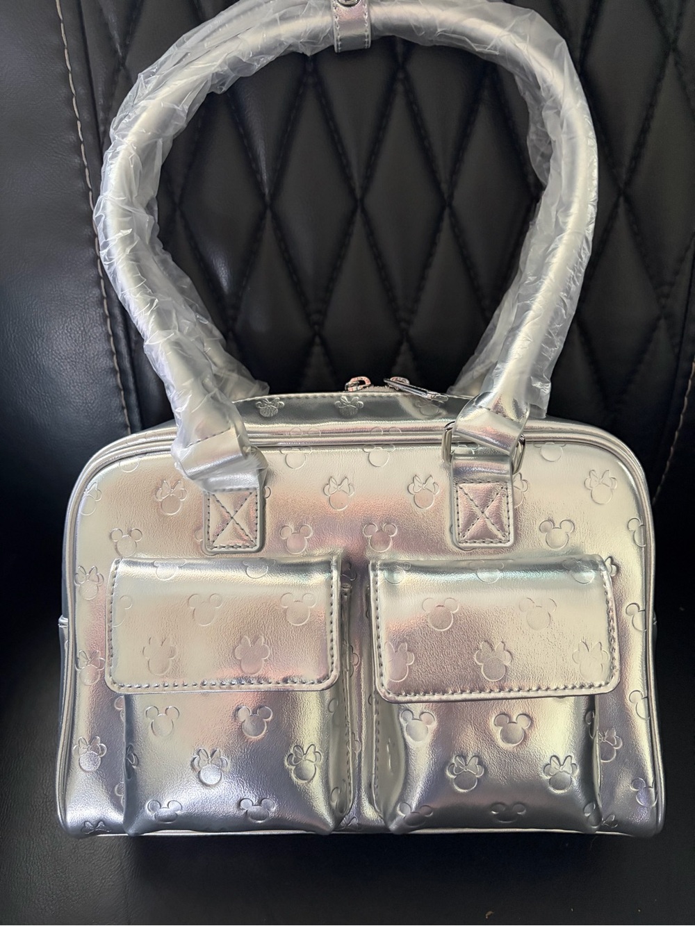 Loungefly Disney Mickey & Minnie Silver Metallic Purse